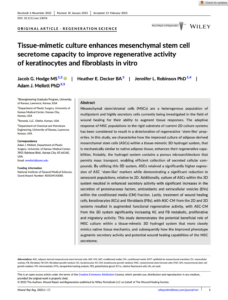 wound repair regeneration 2023 hodge tissue‐mimetic culture enhances mesenchymal stem cell secretome capacity to